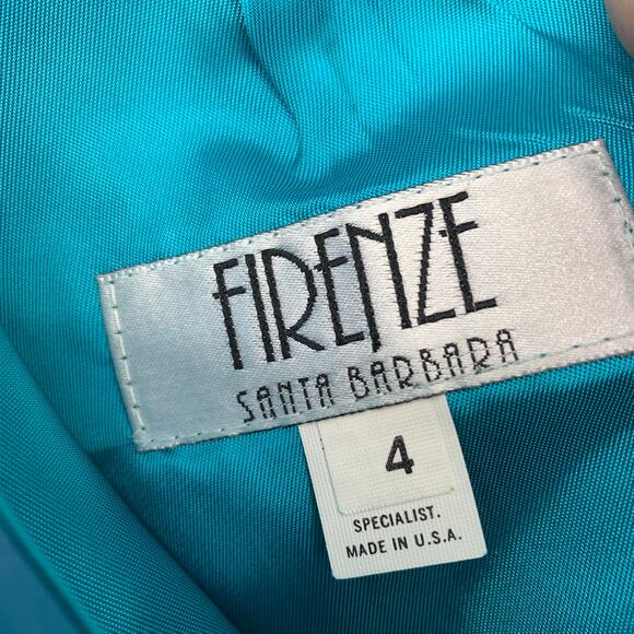 Firenze Santa Barbara Leather Skirt Womens Size 00 Teal Straight Vintage - Picture 6 of 6